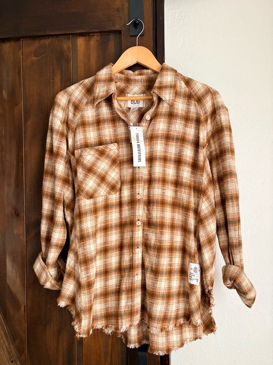 BDG Tops - Urban Outfitters BDG Brixton Flannel Button-Down Shirt Orange Motif ✨NWT✨